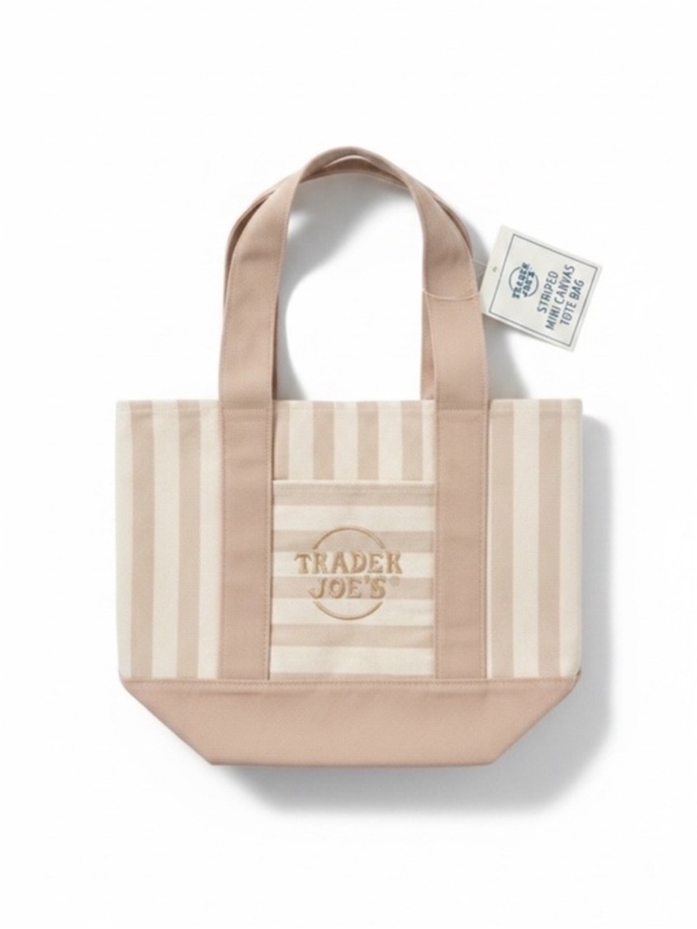Trade Joe’s Brown Beige Stripe Canvas Tote Bag